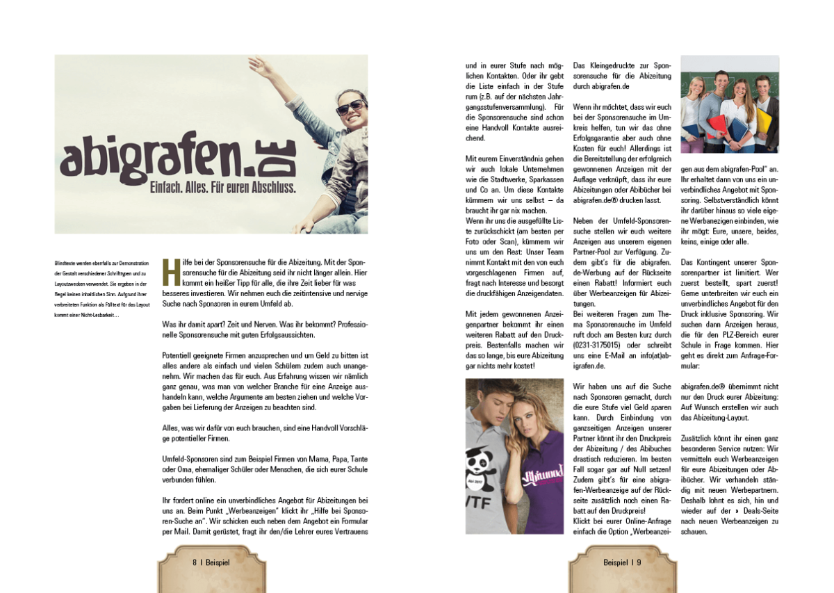 Abibuchseite Vorlage – Designbeispiele mit Gestaltungsraster