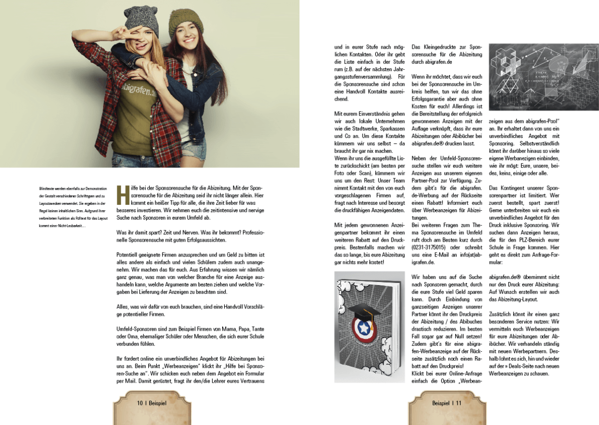 Abibuchseite Vorlage – Designbeispiele mit Gestaltungsraster