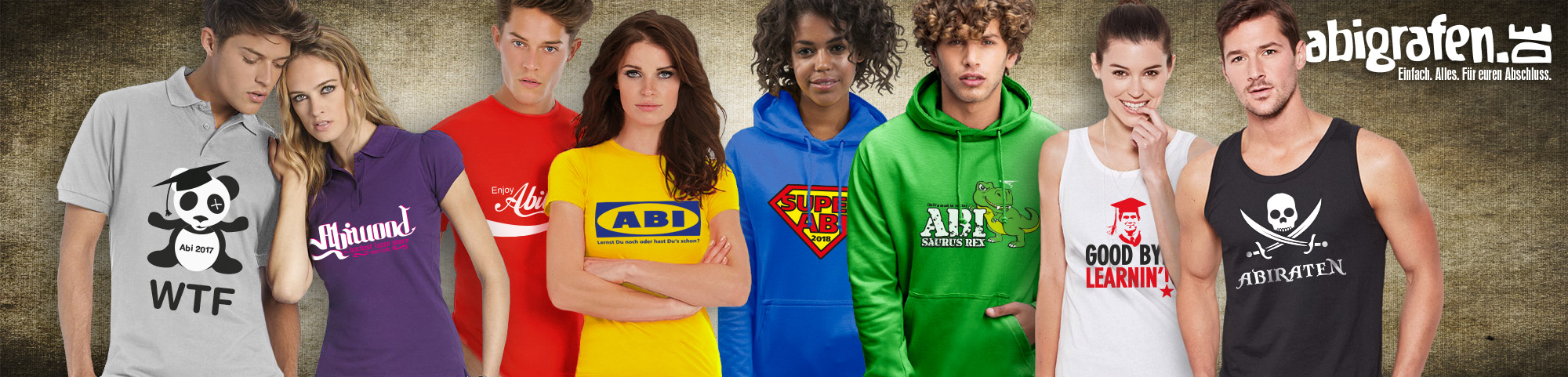 Abi Textilien: Abshirts, Hoodies, Tanktops, Sweatshirts, Pullover bedrucken