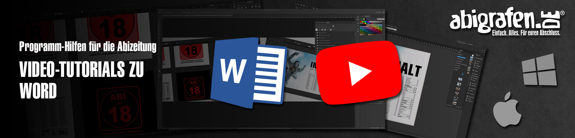 Programm-Hilfen für die Abizeitung: Video-Tutorials zu Word um selber eine Abschlusszeitung zu erstellen auf abigrafen.de®