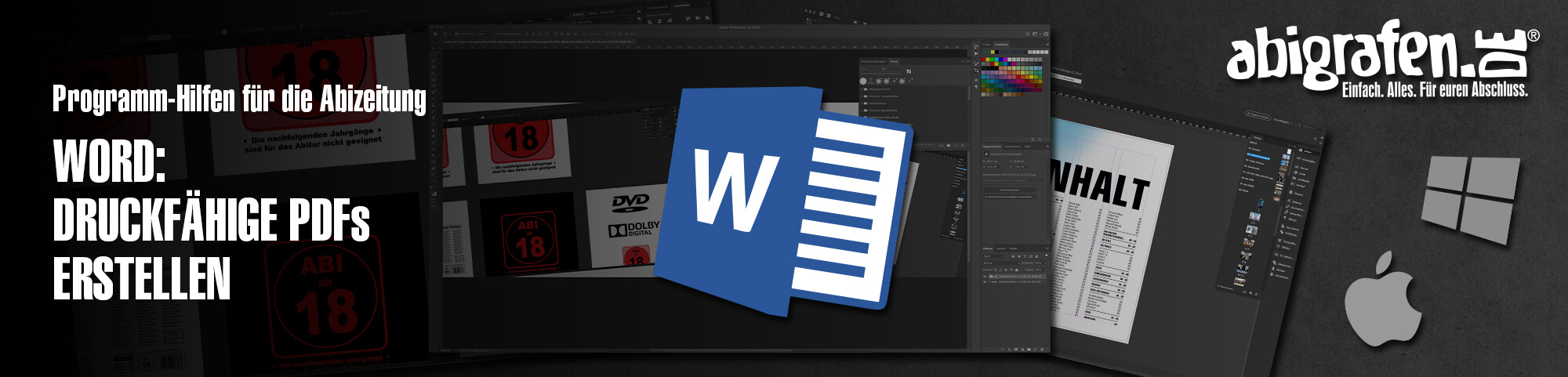 Programm-Hilfen für die Abizeitung – Word: Druckfähige PDFs mit Word erstellen | PDF-Datei von Abizeitung/Abibuch aus Microsoft Word exportieren