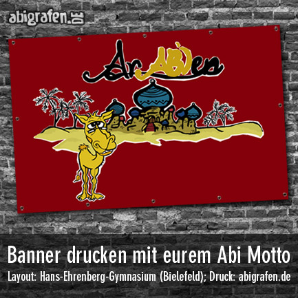 Referenzprojekt abigragen: Banner drucken mit Abi Motto (Layout vom Hans-Ehrenberg-Gymnasium und Produktion von abigrafen.de) Kundenfeedback lesen!