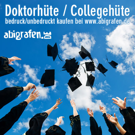 Doktorhut, Collegehut, Mortarboard, Abschlusshut mit oder ohne individuellem Aufdruck