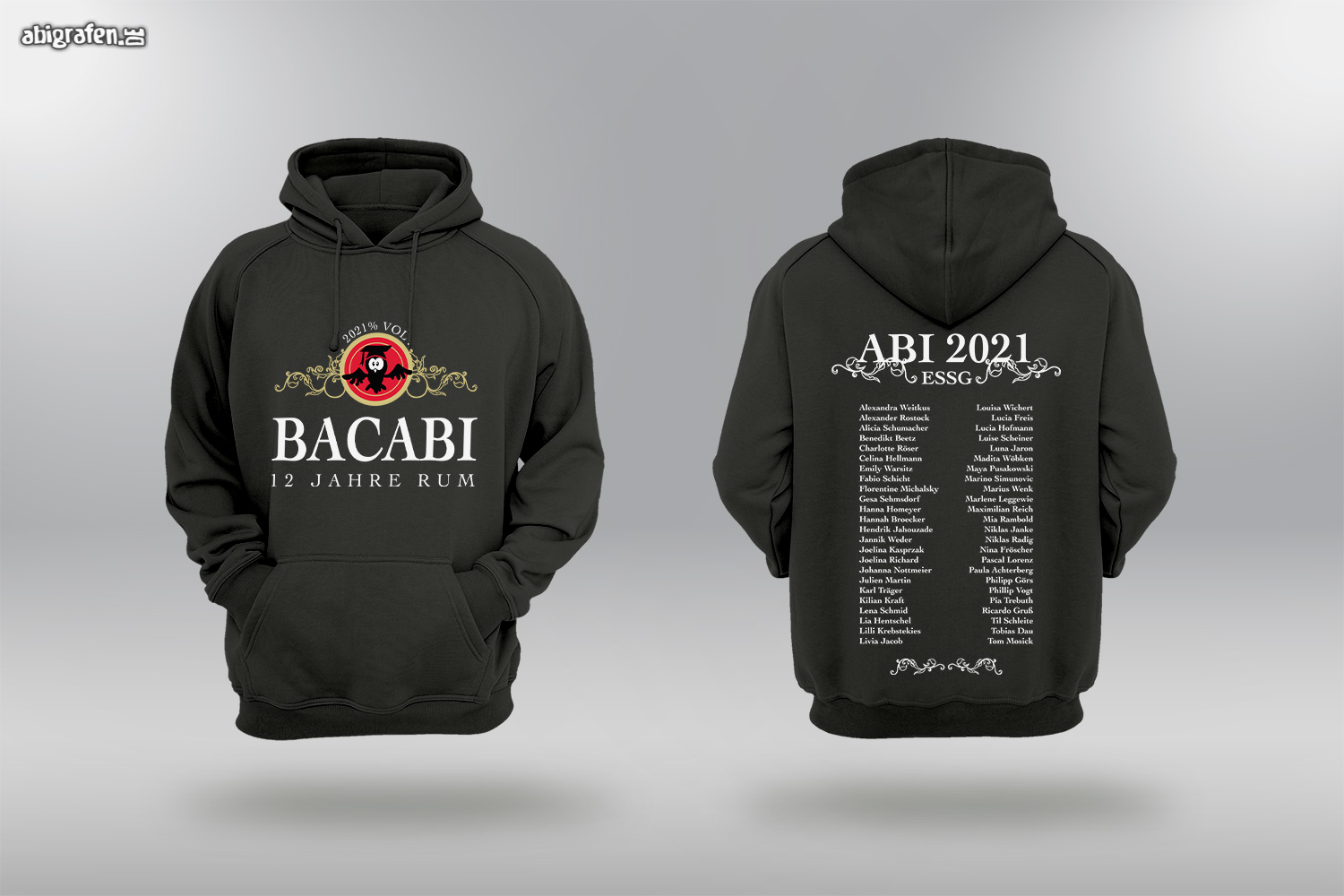 Hoodie Textilien Bacabi Referenzprojekt abigrafen.de