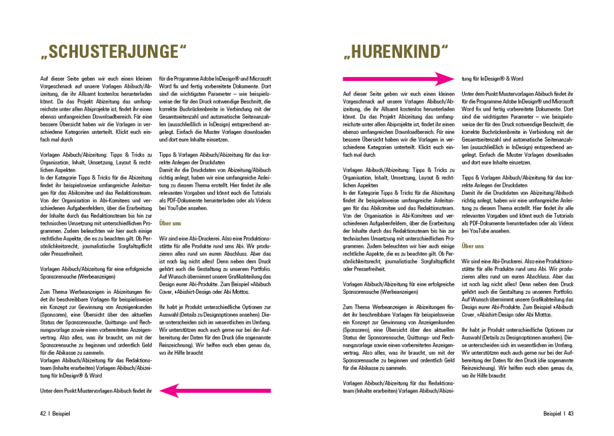 Kostenlose Schriftarten für das Abschlussbuch – Absätze