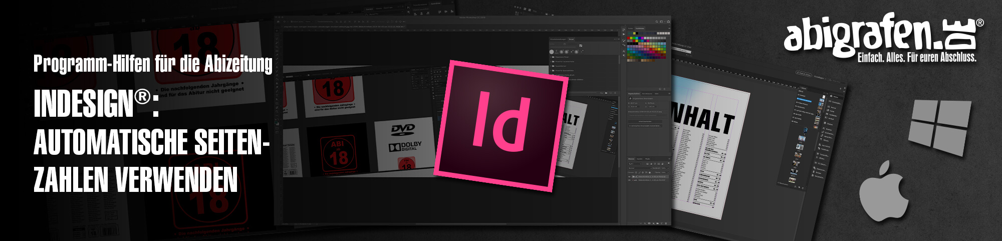 Programm-Hilfen für die Abizeitung – InDesign®: automatische Seitenzahlen in InDesign® erstellen/anlegen (Abibuch/Abizeitung mit InDesign selber machen)